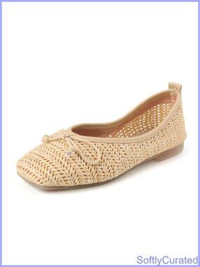 Raffia Knit Flats Round Toe Slip On Beach Shoes Ventilated